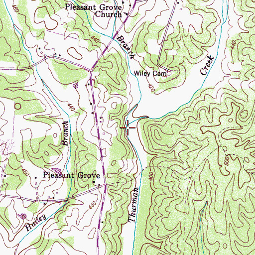 Topographic Map of Barber Branch, TN