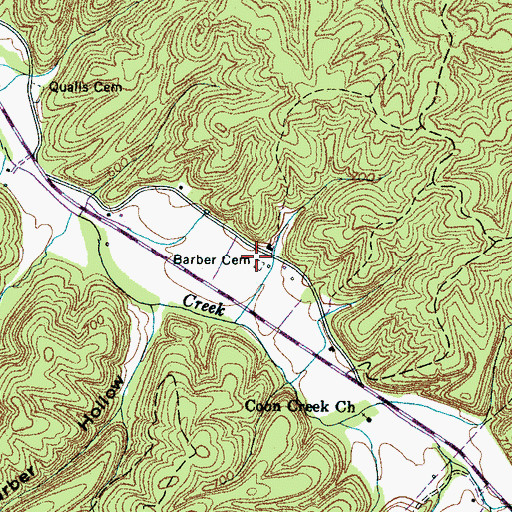 Topographic Map of Barber Cemetery, TN