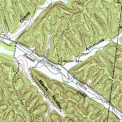 Topographic Map of Barber Cemetery, TN