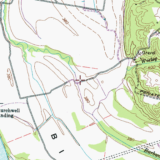 Topographic Map of Barbwood Branch, TN