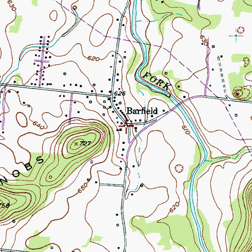 Topographic Map of Barfield, TN