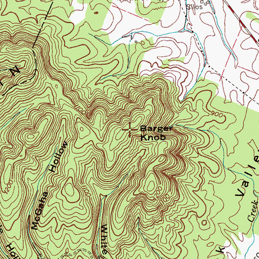 Topographic Map of Barger Knob, TN