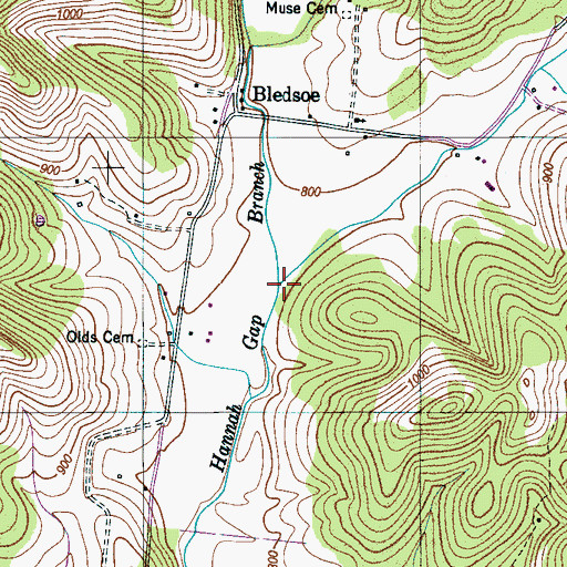 Topographic Map of Barham Branch, TN