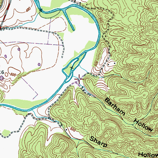 Topographic Map of Barham Hollow, TN