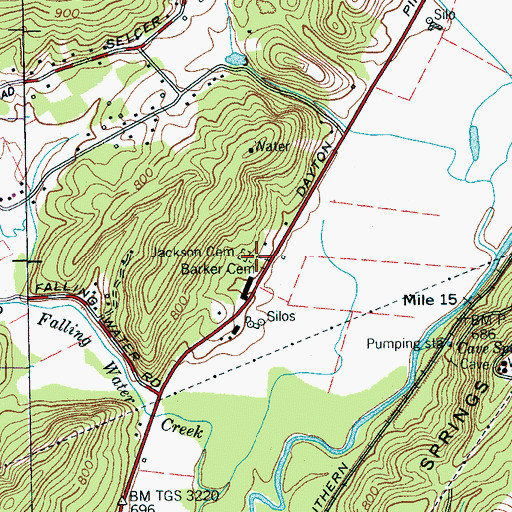 Topographic Map of Barker Cemetery, TN