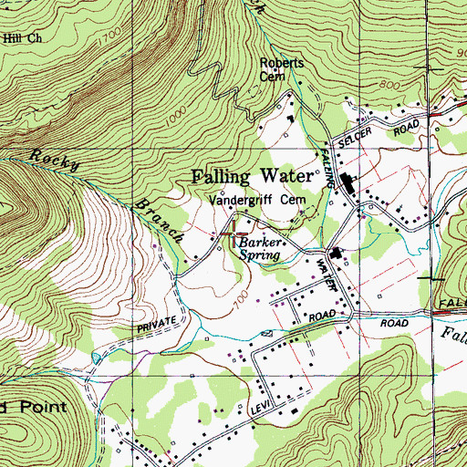 Topographic Map of Barker Spring, TN