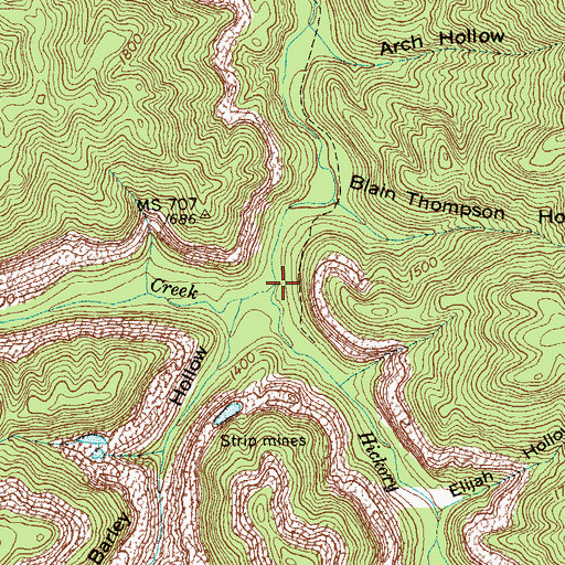 Topographic Map of Barley Creek, TN