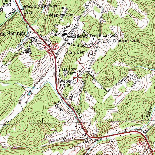 Topographic Map of Barlow Cemetery, TN