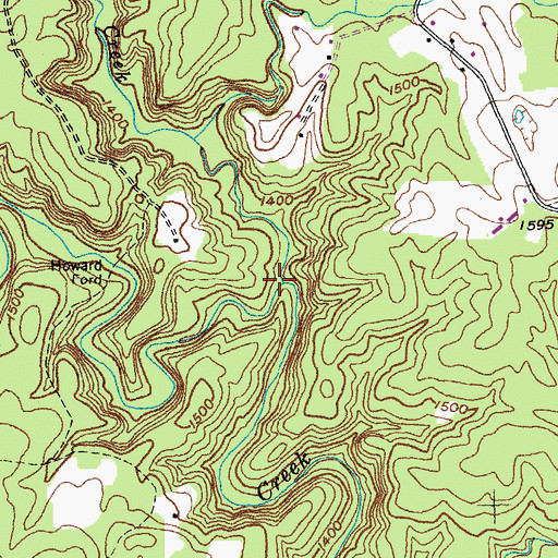 Topographic Map of Barn Creek, TN