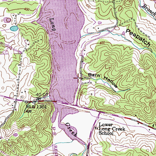 Topographic Map of Barn Hollow, TN