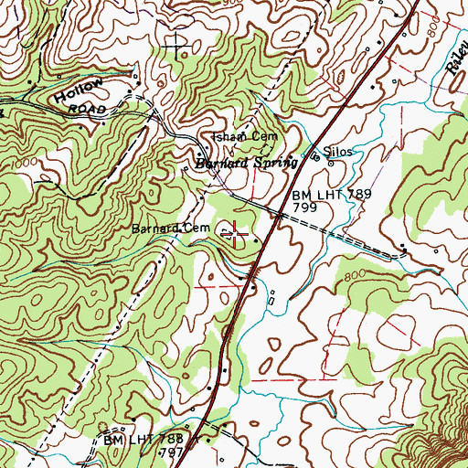 Topographic Map of Barnard Cemetery, TN