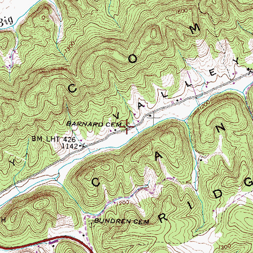 Topographic Map of Barnard Cemetery, TN