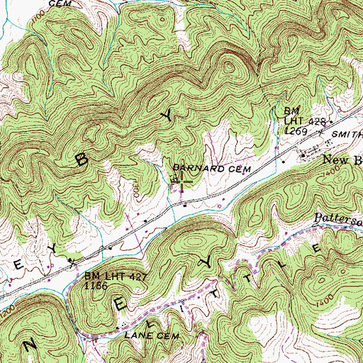 Topographic Map of Barnard Cemetery, TN