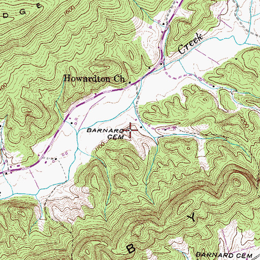 Topographic Map of Barnard Cemetery, TN