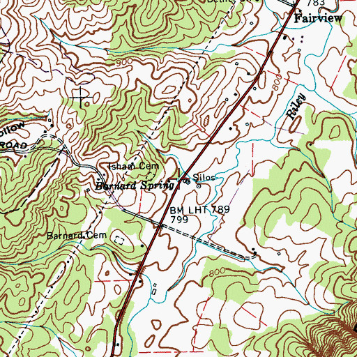 Topographic Map of Barnard Spring, TN