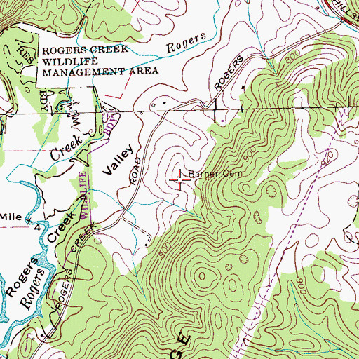 Topographic Map of Barner Cemetery, TN