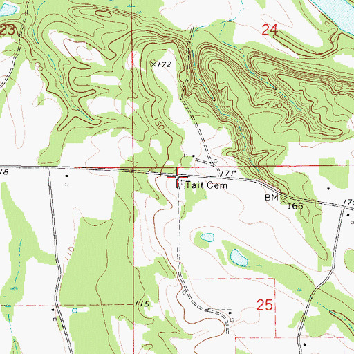 Topographic Map of Tait Cemetery, AL