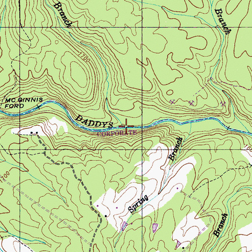 Topographic Map of Barnes Branch, TN
