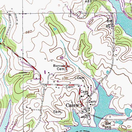 Topographic Map of Barnes Cemetery, TN