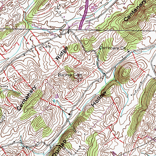 Topographic Map of Barnes Cemetery, TN