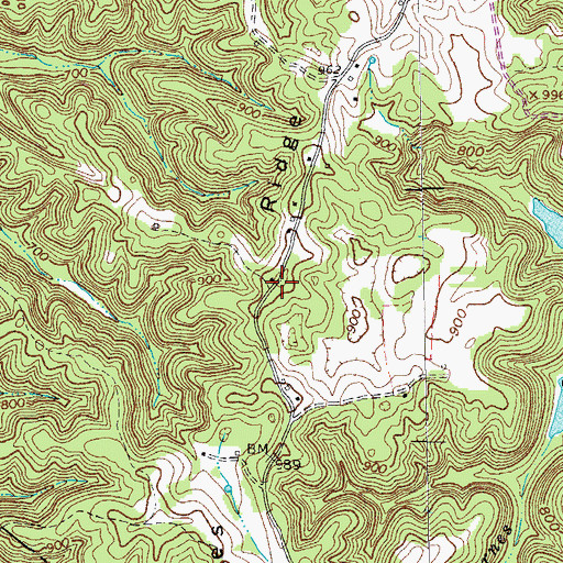 Topographic Map of Barnes Ridge, TN