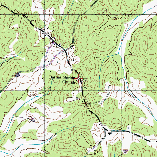 Topographic Map of Barnes Spring Church, TN
