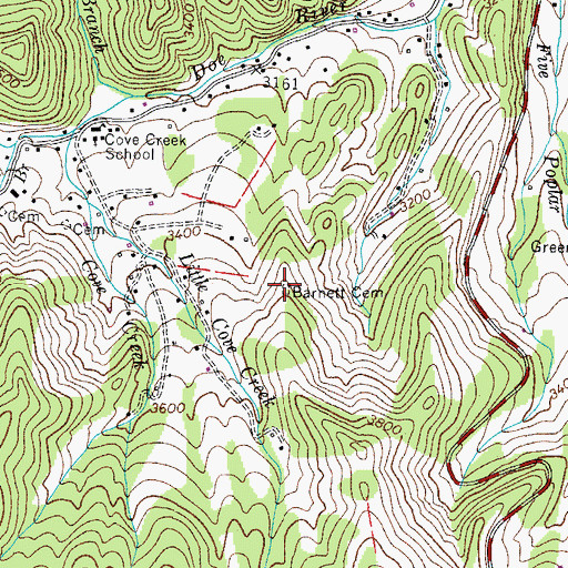 Topographic Map of Barnett Cemetery, TN