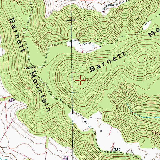 Topographic Map of Barnett Mountain, TN