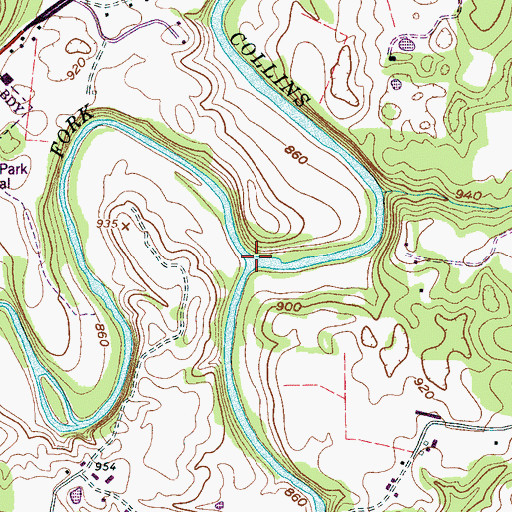 Topographic Map of Barren Fork, TN