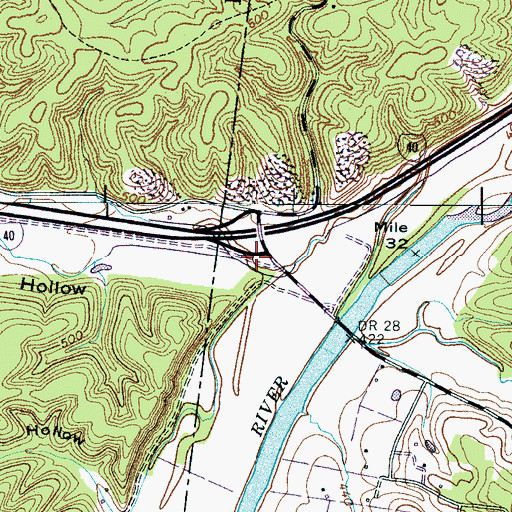 Topographic Map of Barren Hollow, TN
