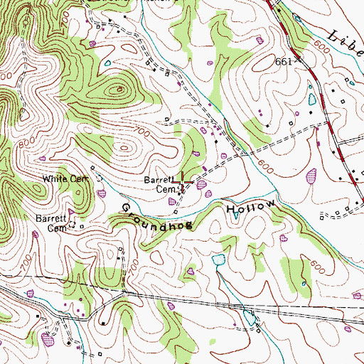 Topographic Map of Barrett Cemetery, TN