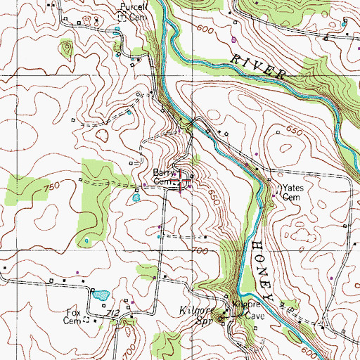 Topographic Map of Barry Cemetery, TN