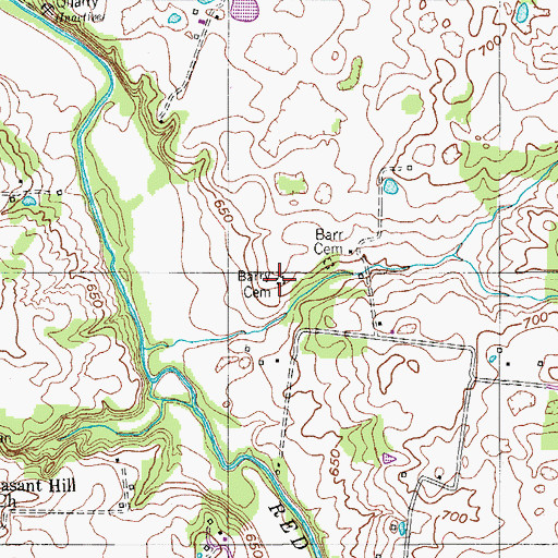 Topographic Map of Barry Cemetery, TN