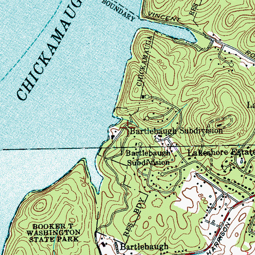 Topographic Map of Bartlebaugh Subdivision, TN