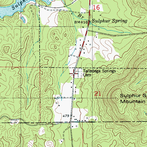 Topographic Map of Talladega Springs Cemetery, AL