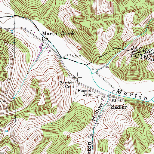 Topographic Map of Bartlett Cemetery, TN