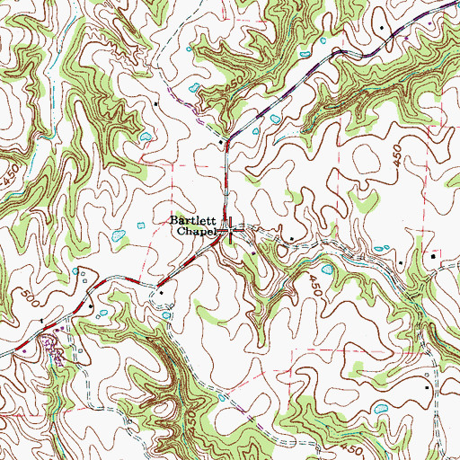 Topographic Map of Bartlett Chapel, TN