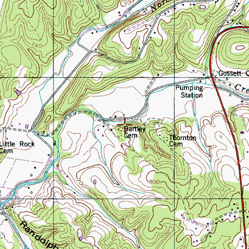 Topographic Map of Bartley Cemetery, TN