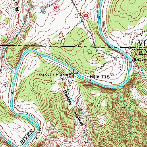 Topographic Map of Bartley Hollow, TN