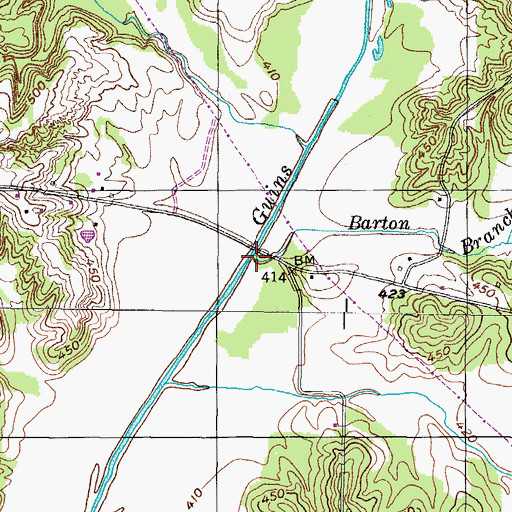 Topographic Map of Barton Branch, TN