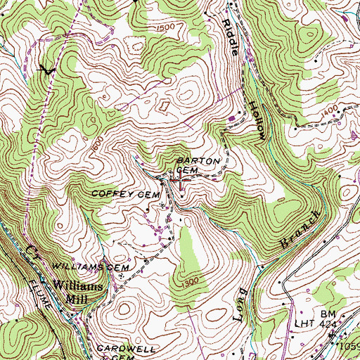 Topographic Map of Barton Cemetery, TN