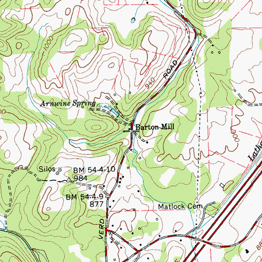 Topographic Map of Barton Mill, TN
