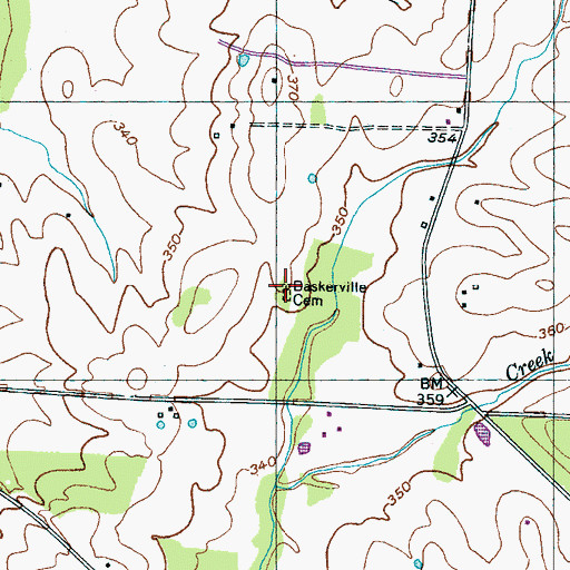 Topographic Map of Baskerville Cemetery, TN
