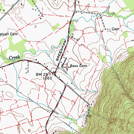 Topographic Map of Bass Cemetery, TN