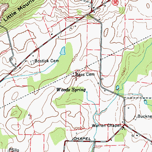 Topographic Map of Bass Cemetery, TN
