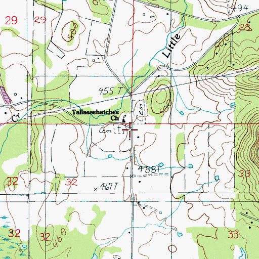 Topographic Map of Tallaseehatchee Church, AL