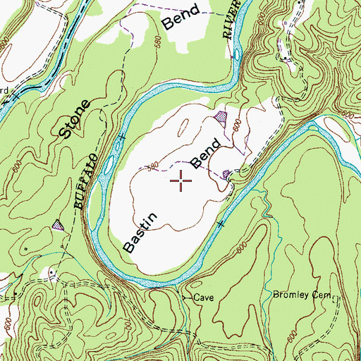 Topographic Map of Bastin Bend, TN