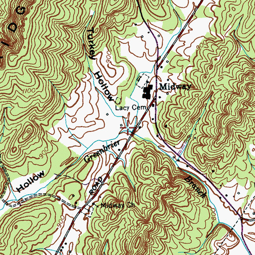 Topographic Map of Bat Hollow, TN