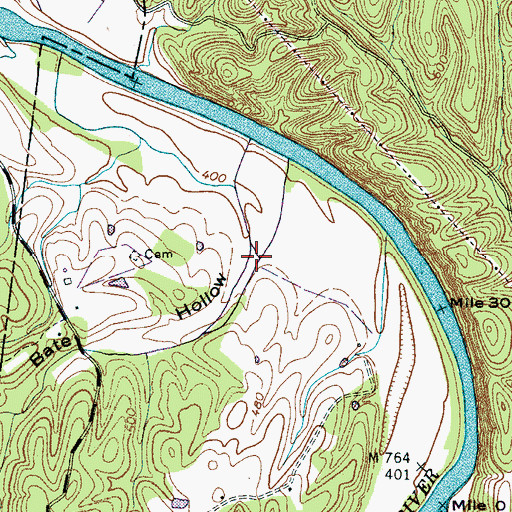 Topographic Map of Bate Hollow, TN