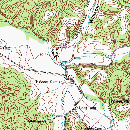 Topographic Map of Bateman Branch, TN
